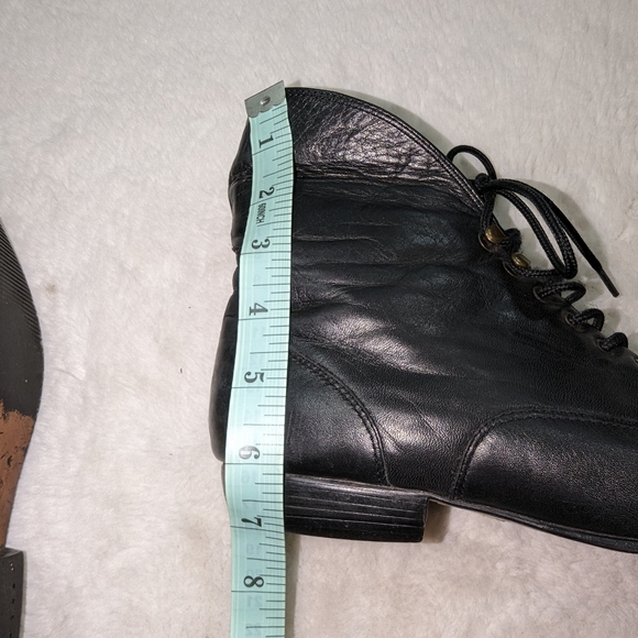 Maine Woods Black Leather Witchy Granny Leather Fold Over Booties 8 VTG - Picture 7 of 8